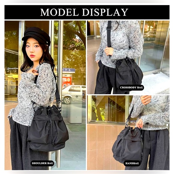 NWT Drawstring Nylon Waterproof Bucket Bag - Picture 4 of 7